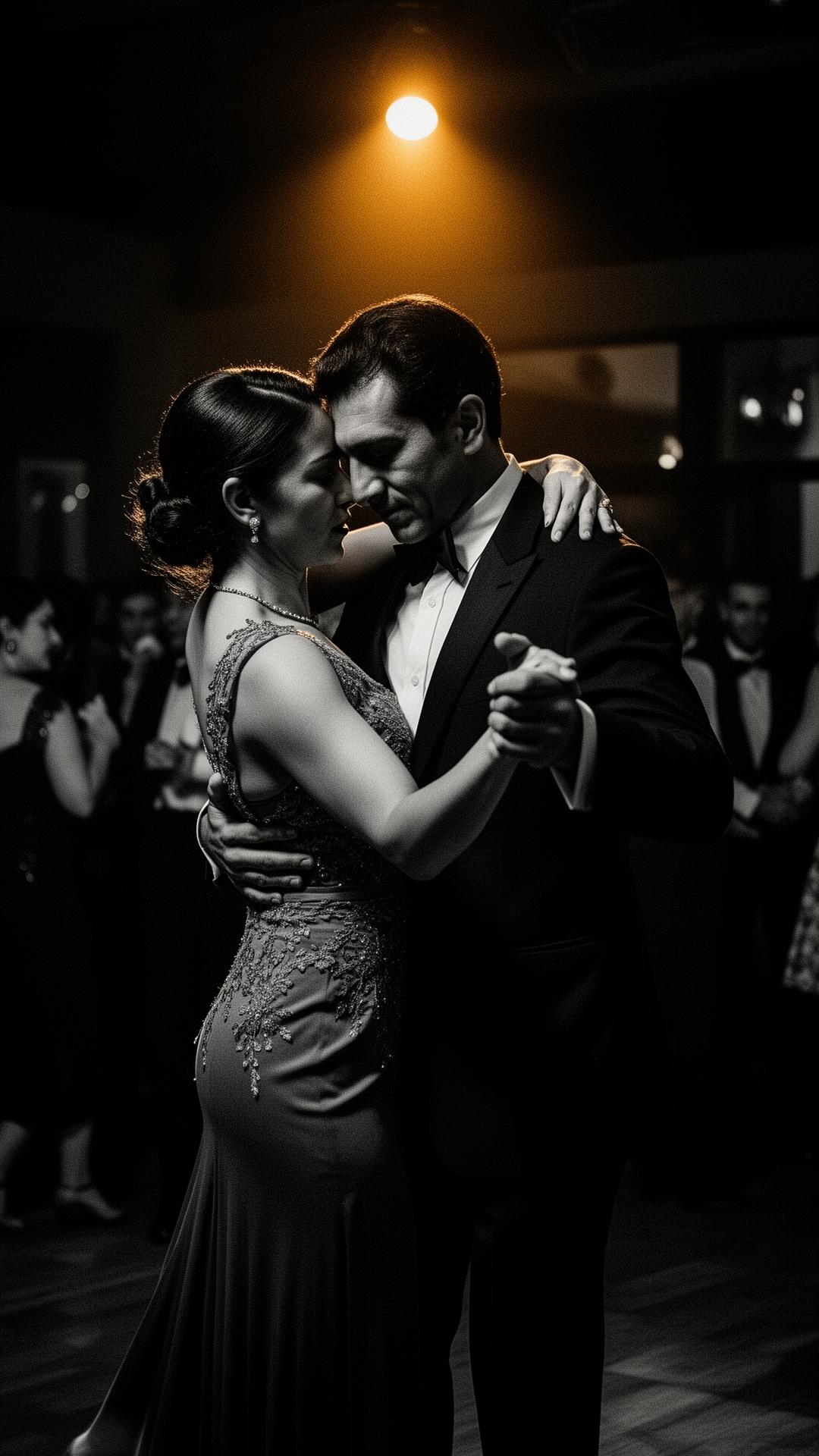 Pareja bailando tango milonguero en Buenos Aires